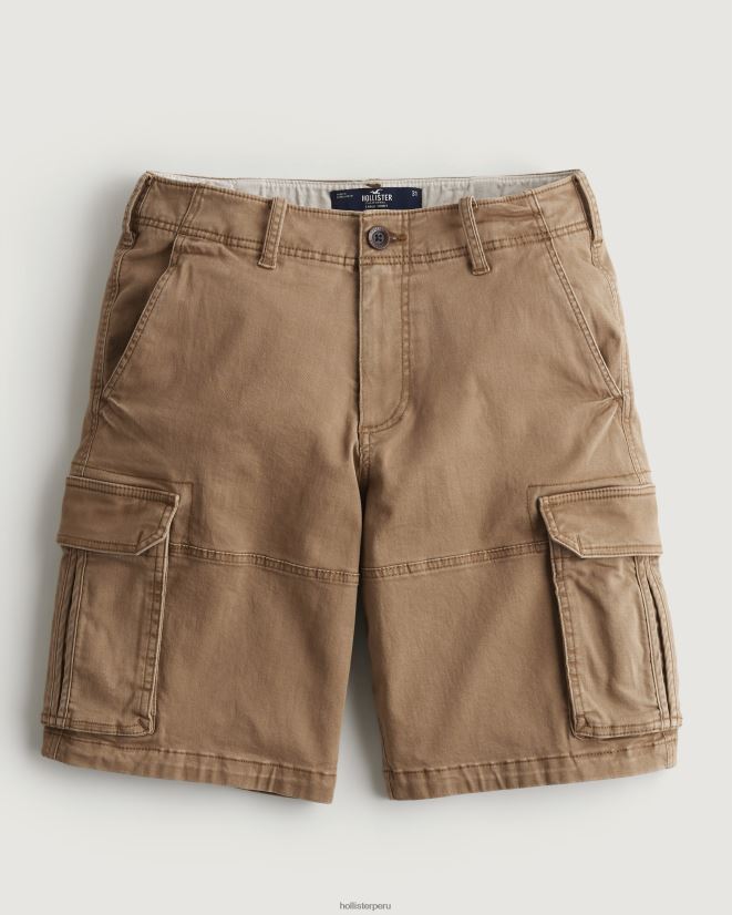 educación física Hollister pantalones cortos cargo de sarga 11'' caqui oscuro 086N621193 hombres fondos