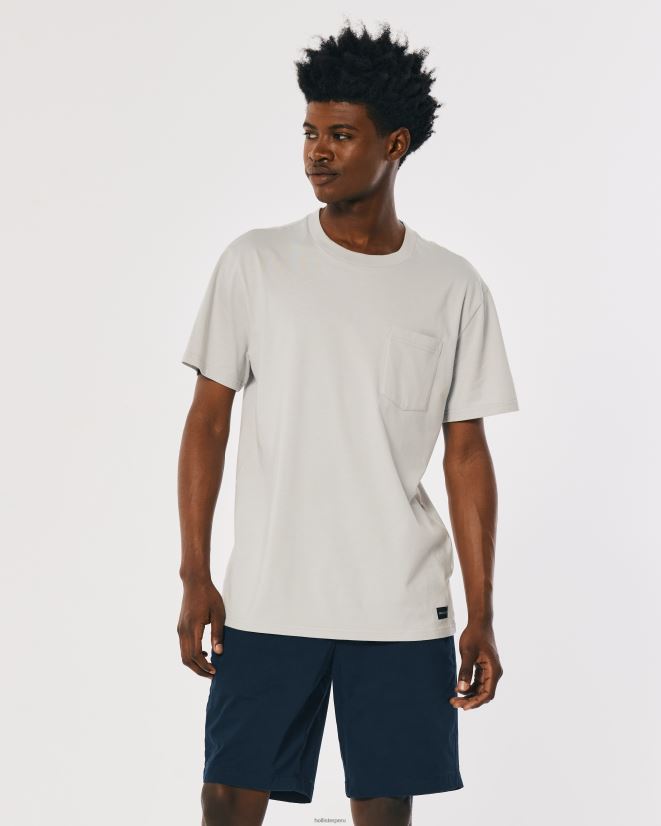 educación física Hollister pantalones cortos de sarga con frente plano 9\'\' Armada 086N621141 hombres fondos