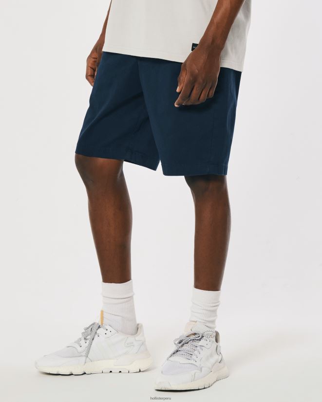 educación física Hollister pantalones cortos de sarga con frente plano 9\'\' Armada 086N621141 hombres fondos