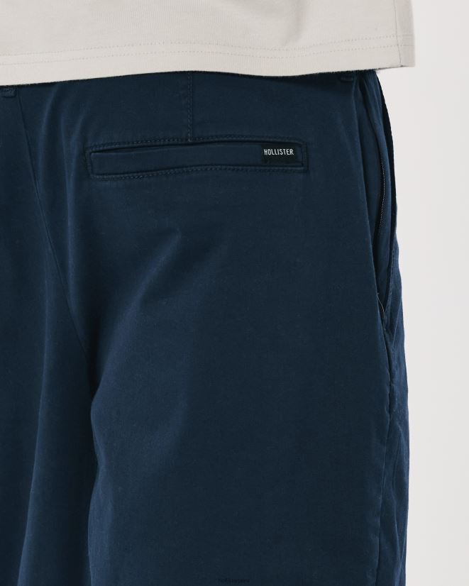 educación física Hollister pantalones cortos de sarga con frente plano 9\'\' Armada 086N621141 hombres fondos