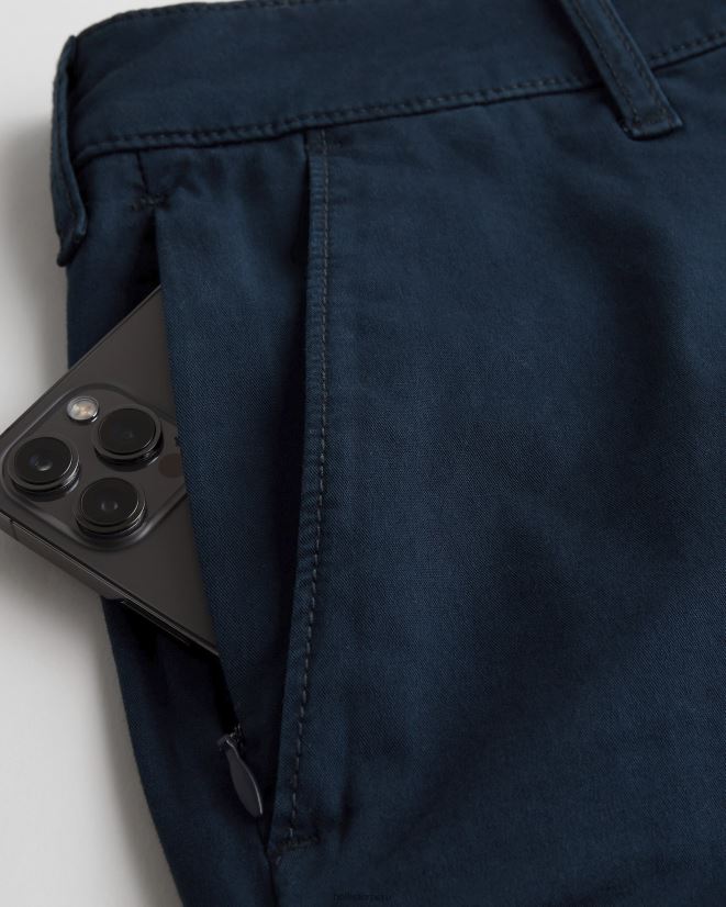 educación física Hollister pantalones cortos de sarga con frente plano 9\'\' Armada 086N621141 hombres fondos