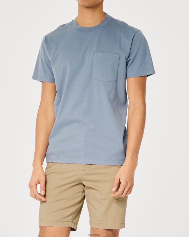 educación física Hollister pantalones cortos de sarga con frente plano 9\'\' caqui claro 086N621128 hombres fondos