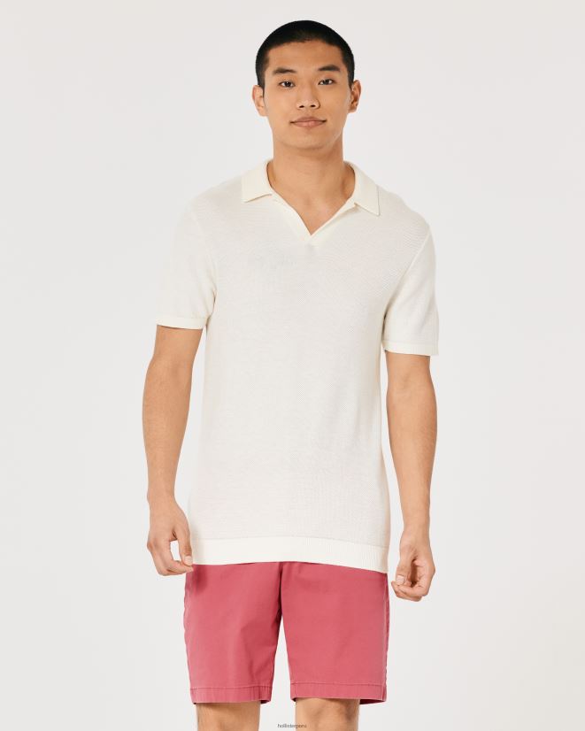 educación física Hollister pantalones cortos de sarga con frente plano 9\'\' coral oscuro 086N621196 hombres fondos