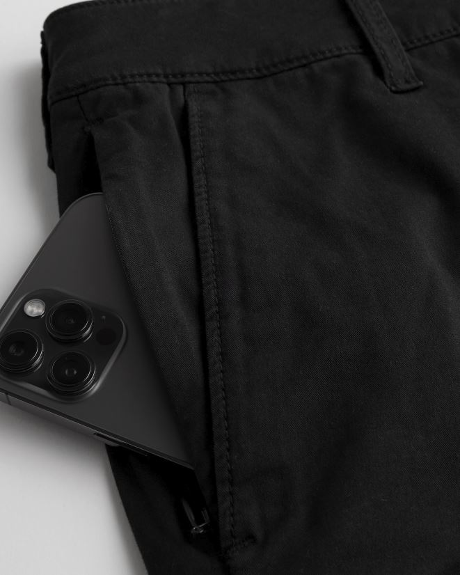 educación física Hollister pantalones cortos de sarga con frente plano 9\'\' negro 086N621172 hombres fondos