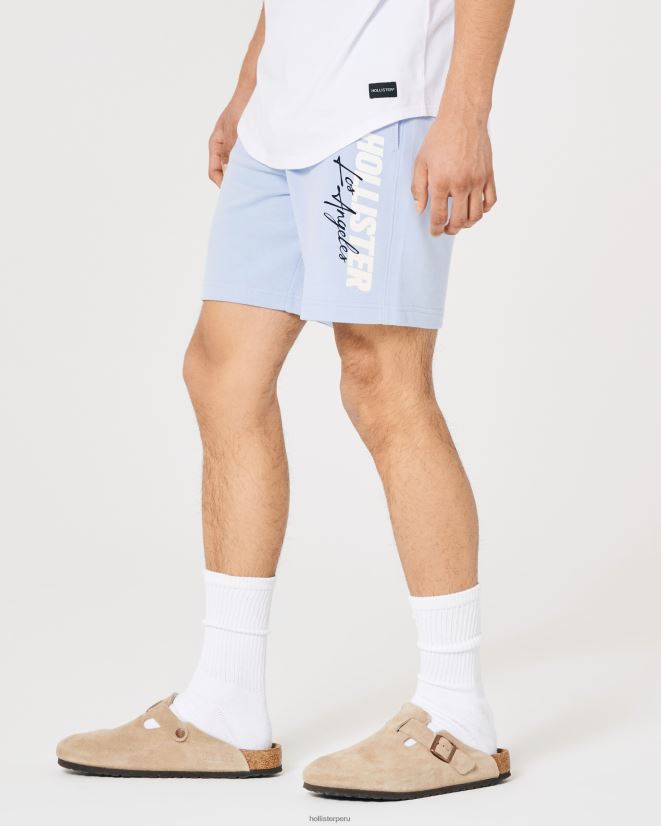 educación física Hollister shorts de 7\'\' con gráfico de logo de vellón que cambia de color azul claro 086N621264 hombres fondos