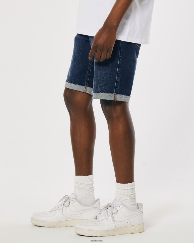 educación física Hollister shorts de mezclilla ajustados atléticos con lavado oscuro rasgados 9\'\' lavado oscuro rasgado 086N621302 hombres fondos