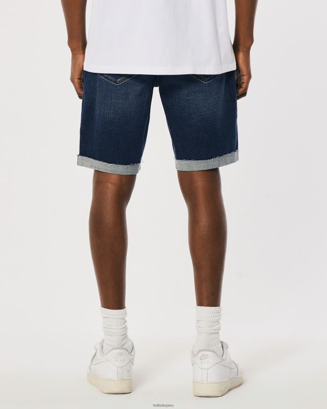 educación física Hollister shorts de mezclilla ajustados atléticos con lavado oscuro rasgados 9\'\' lavado oscuro rasgado 086N621302 hombres fondos