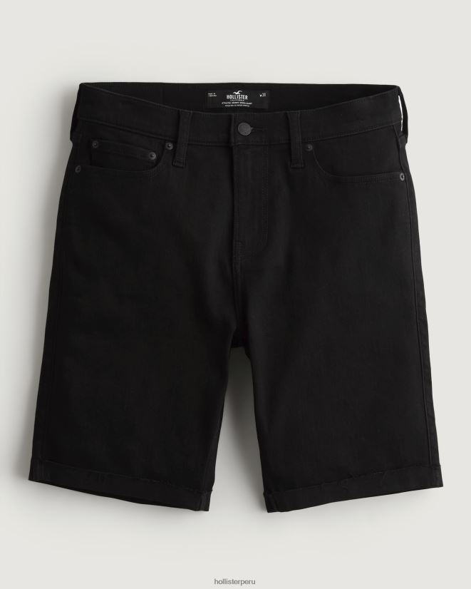 educación física Hollister shorts de mezclilla ajustados atléticos negros que no se desvanecen 9'' negro 086N621289 hombres fondos