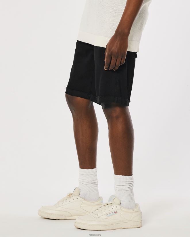 educación física Hollister shorts de mezclilla ajustados atléticos negros que no se desvanecen 9\'\' negro 086N621289 hombres fondos