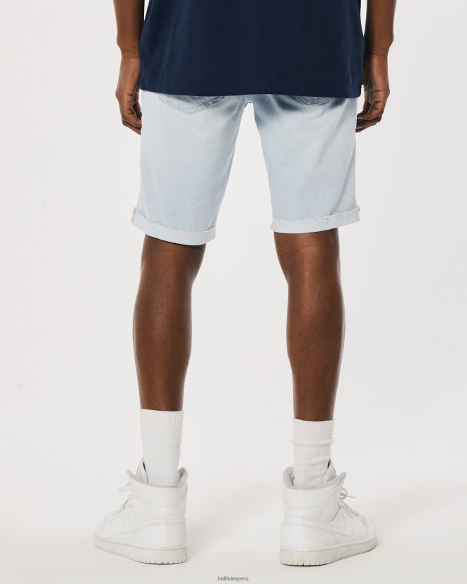 educación física Hollister shorts de mezclilla ajustados con lavado claro rasgados 9\'\' lavado súper claro rasgado 086N621220 hombres fondos