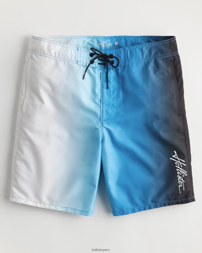 educación física Hollister shorts de playa 9'' ombre blanco a azul marino 086N621288 hombres fondos