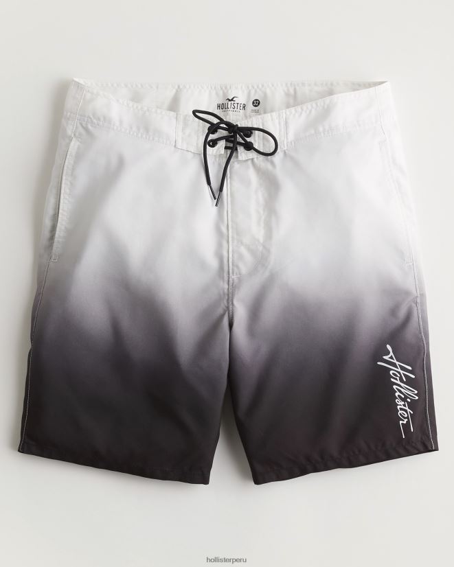 educación física Hollister shorts de playa 9'' ombre de blanco a negro 086N621272 hombres fondos