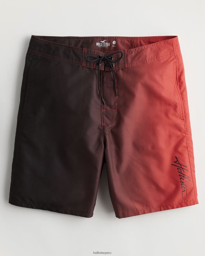 educación física Hollister shorts de playa 9\'\' ombre negro a rojo 086N621399 hombres fondos