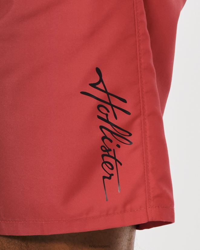 educación física Hollister shorts de playa 9\'\' ombre negro a rojo 086N621399 hombres fondos