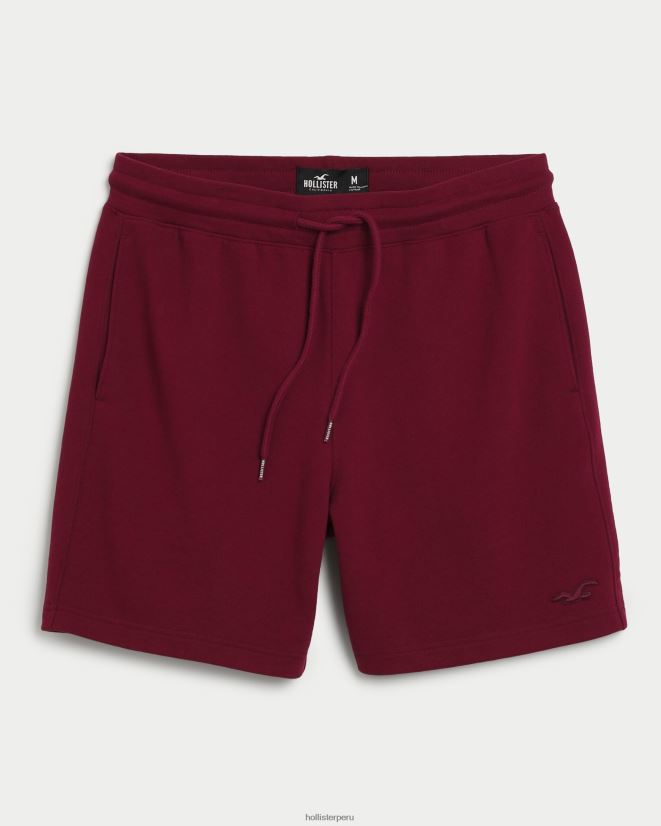 educación física Hollister shorts de polar con ícono 7'' borgoña 086N621362 hombres fondos