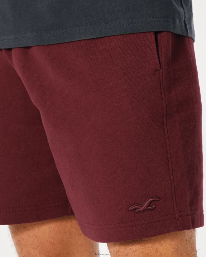 educación física Hollister shorts de polar con ícono 7\'\' borgoña 086N621362 hombres fondos