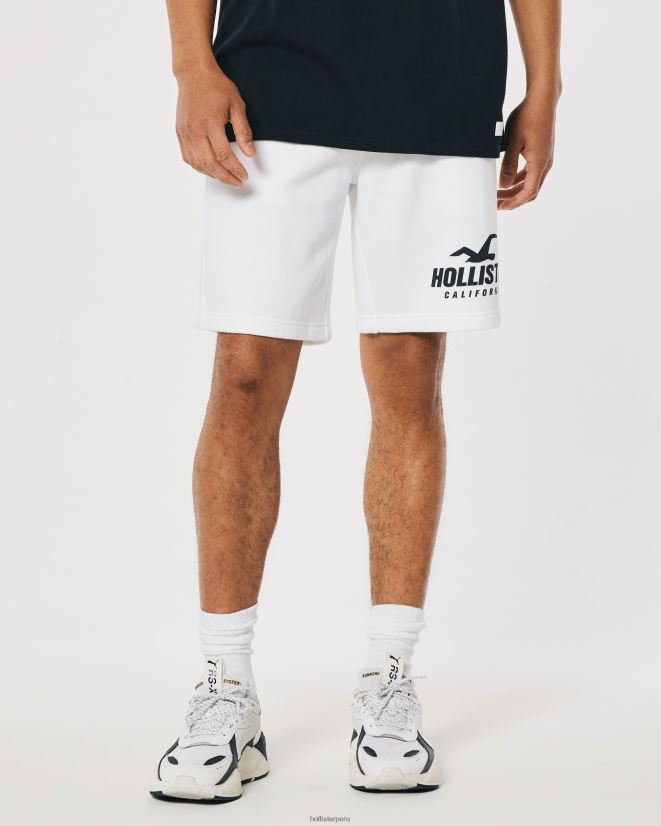 educación física Hollister shorts de polar con gráfico de logo 9\'\' blanco 086N621164 hombres fondos
