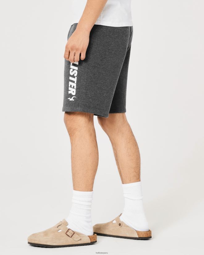 educación física Hollister shorts de polar con gráfico de logo 9\'\' gris jaspeado oscuro 086N621136 hombres fondos