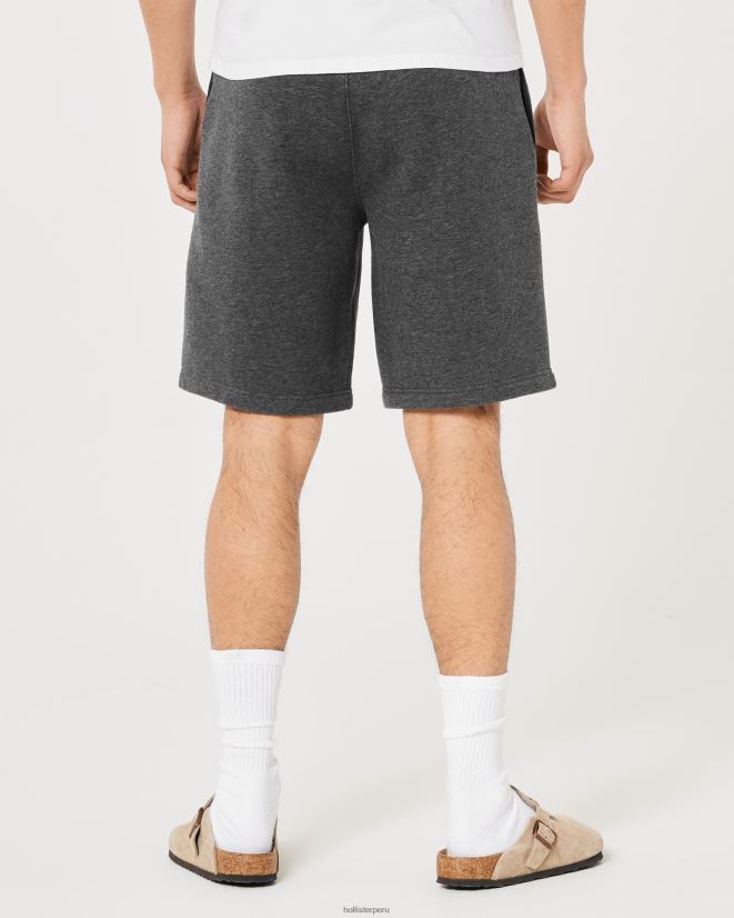 educación física Hollister shorts de polar con gráfico de logo 9\'\' gris jaspeado oscuro 086N621136 hombres fondos