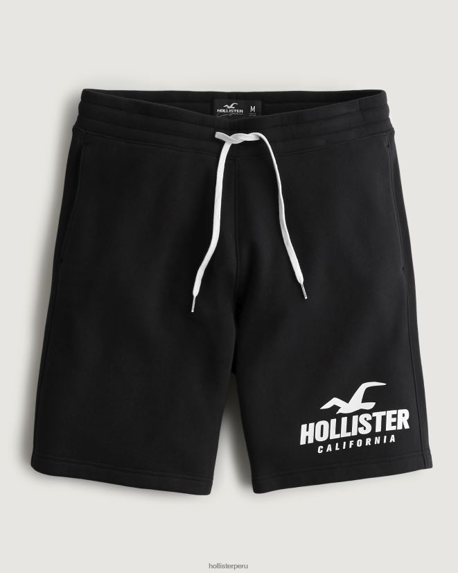 educación física Hollister shorts de polar con gráfico de logo 9'' negro 086N621130 hombres fondos
