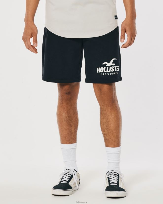 educación física Hollister shorts de polar con gráfico de logo 9\'\' negro 086N621130 hombres fondos