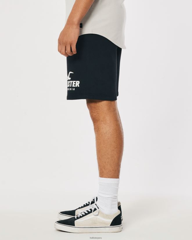 educación física Hollister shorts de polar con gráfico de logo 9\'\' negro 086N621130 hombres fondos
