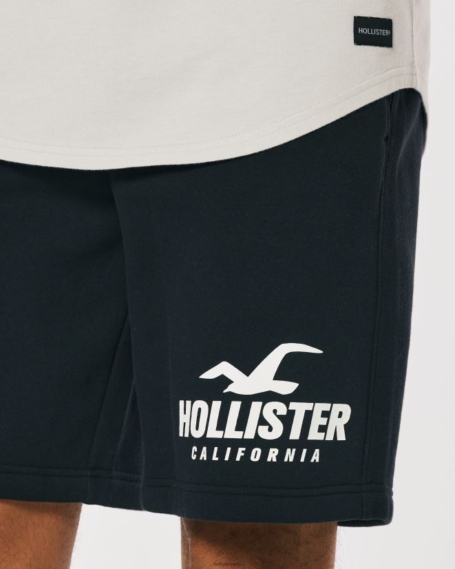 educación física Hollister shorts de polar con gráfico de logo 9\'\' negro 086N621130 hombres fondos