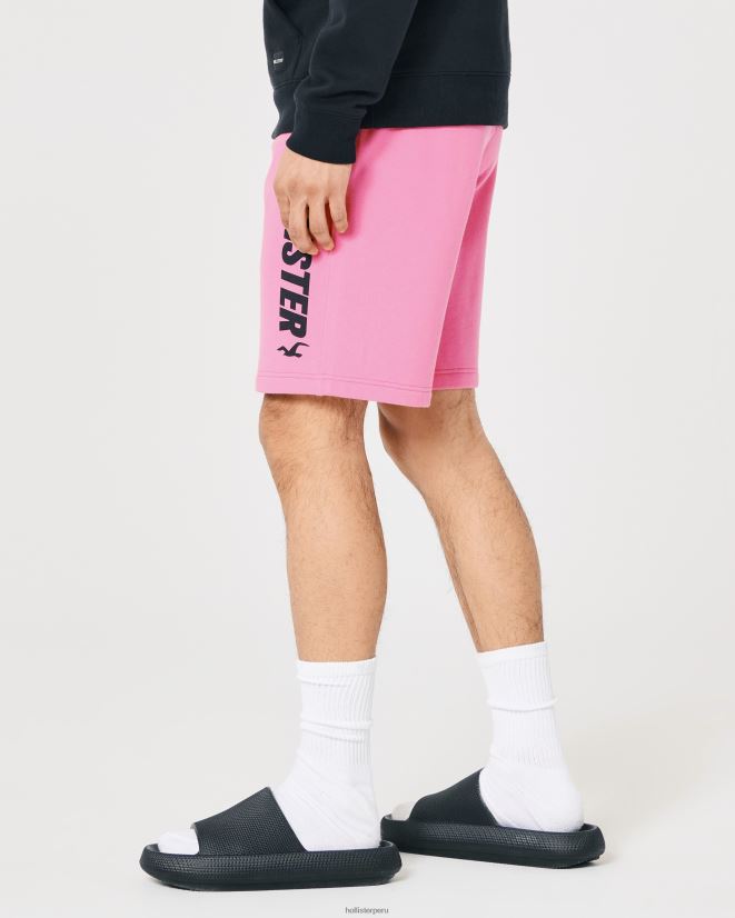 educación física Hollister shorts de polar con gráfico de logo 9\'\' rosa 086N621240 hombres fondos