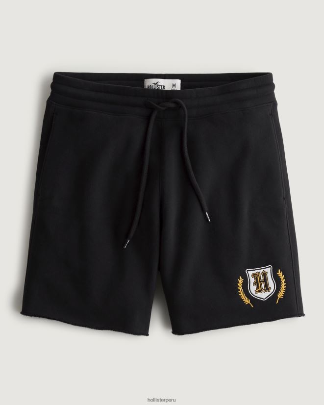 educación física Hollister shorts de polar con gráfico universitario de 7'' negro 086N621338 hombres fondos