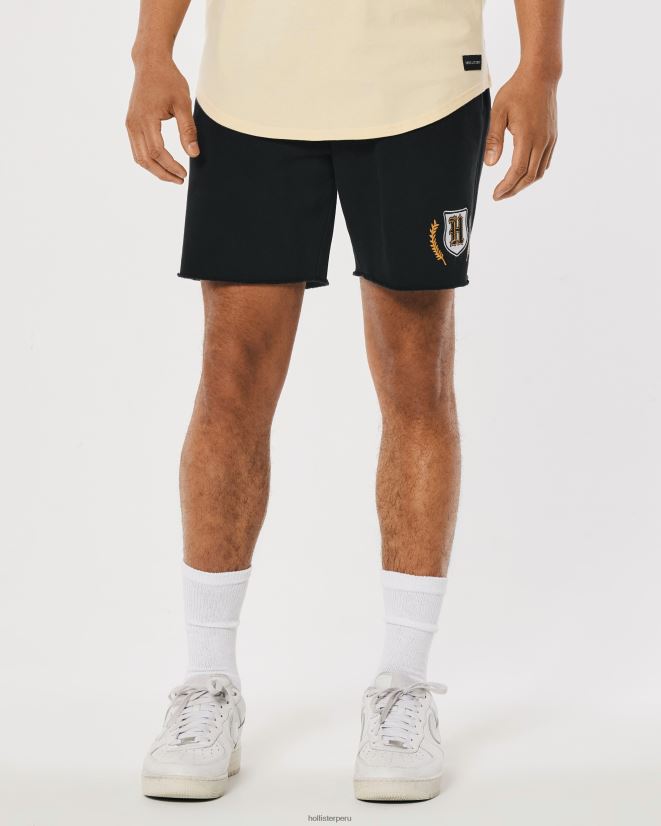 educación física Hollister shorts de polar con gráfico universitario de 7\'\' negro 086N621338 hombres fondos