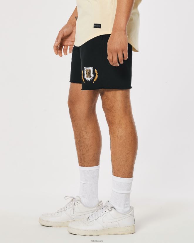 educación física Hollister shorts de polar con gráfico universitario de 7\'\' negro 086N621338 hombres fondos