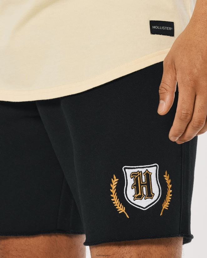 educación física Hollister shorts de polar con gráfico universitario de 7\'\' negro 086N621338 hombres fondos