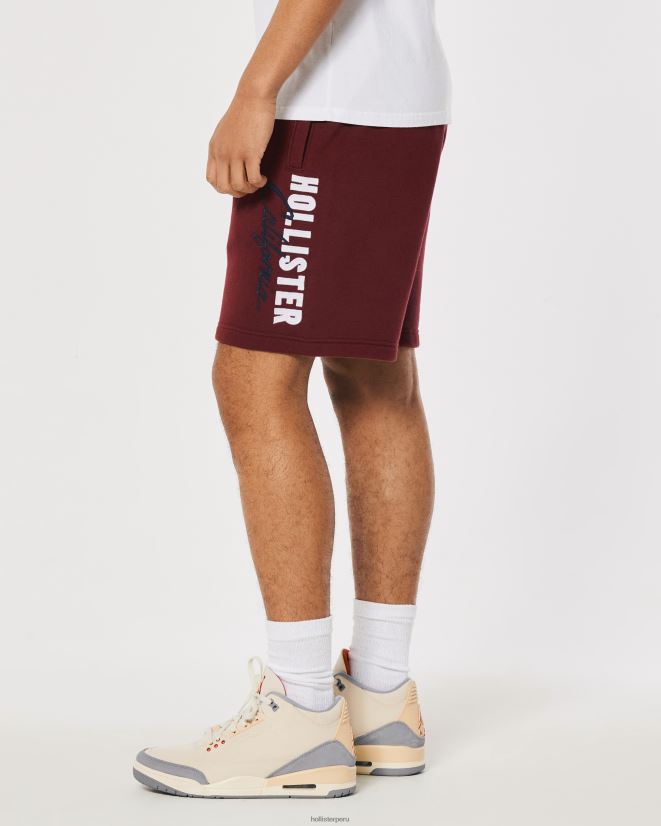 educación física Hollister shorts de polar con logo gráfico 9\'\' borgoña 086N621327 hombres fondos