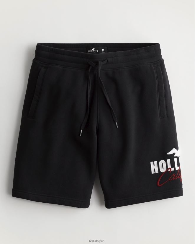 educación física Hollister shorts de polar con logo gráfico 9'' negro 086N621239 hombres fondos