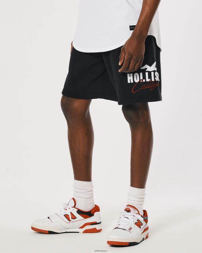 educación física Hollister shorts de polar con logo gráfico 9\'\' negro 086N621239 hombres fondos
