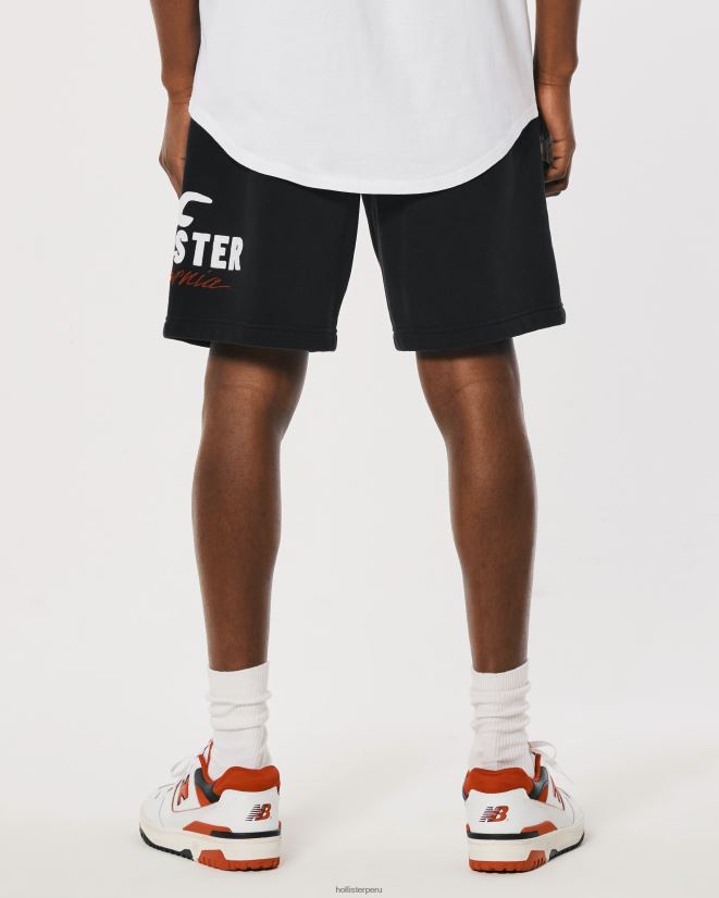 educación física Hollister shorts de polar con logo gráfico 9\'\' negro 086N621239 hombres fondos