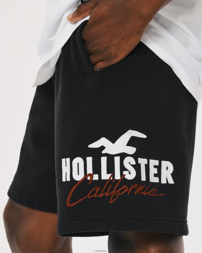 educación física Hollister shorts de polar con logo gráfico 9\'\' negro 086N621239 hombres fondos