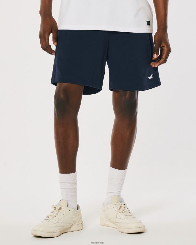 educación física Hollister shorts de rizo con ícono de logo 7\'\' Armada 086N621188 hombres fondos