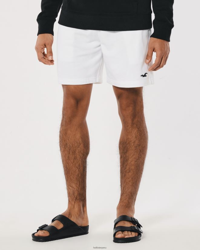 educación física Hollister shorts de rizo con ícono de logo 7\'\' blanco 086N621258 hombres fondos