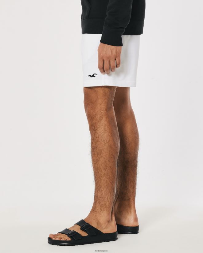 educación física Hollister shorts de rizo con ícono de logo 7\'\' blanco 086N621258 hombres fondos