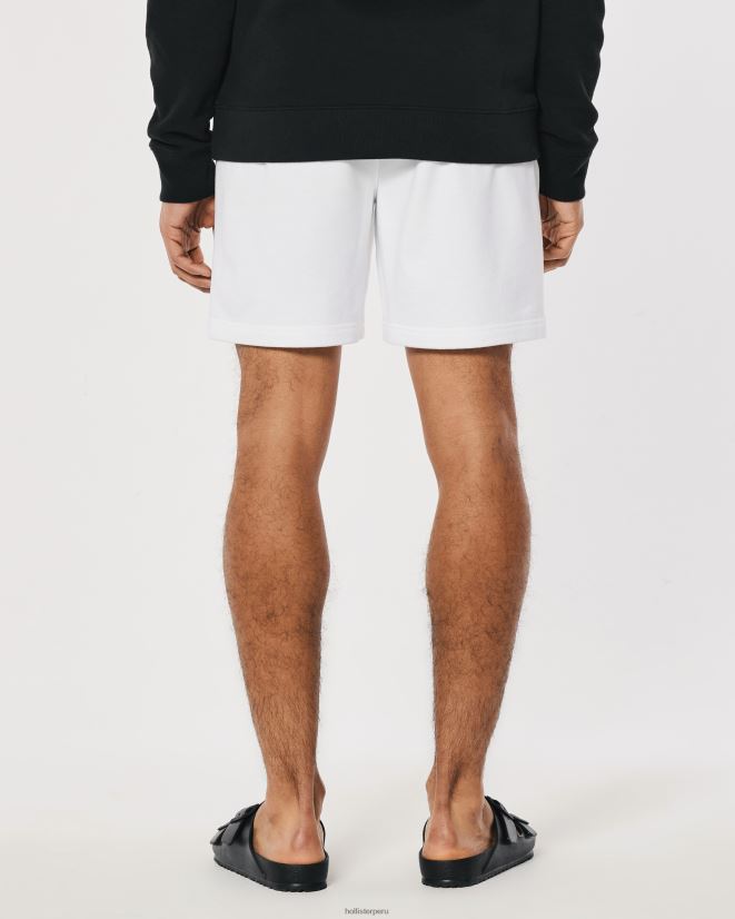 educación física Hollister shorts de rizo con ícono de logo 7\'\' blanco 086N621258 hombres fondos