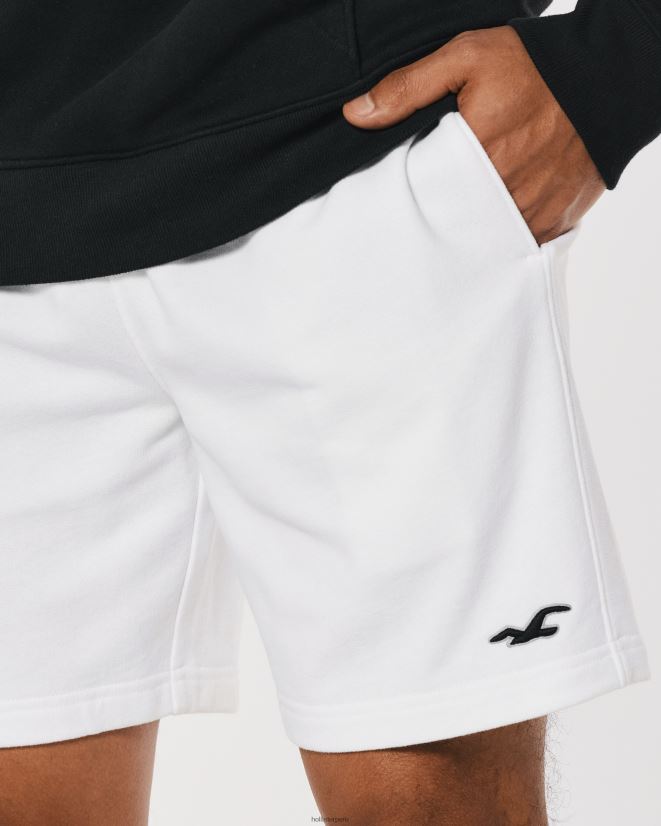 educación física Hollister shorts de rizo con ícono de logo 7\'\' blanco 086N621258 hombres fondos