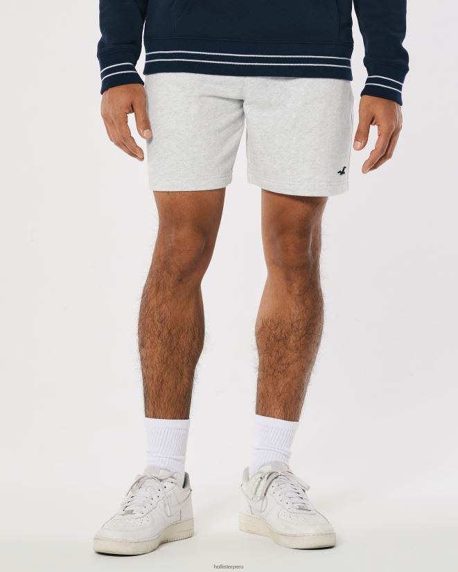 educación física Hollister shorts de rizo con ícono de logo 7\'\' gris jaspeado claro 086N621154 hombres fondos