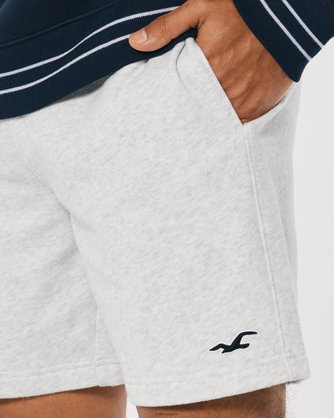 educación física Hollister shorts de rizo con ícono de logo 7\'\' gris jaspeado claro 086N621154 hombres fondos