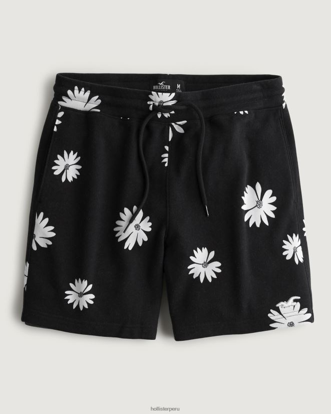 educación física Hollister shorts de rizo con estampado floral de 7'' floral negro 086N621283 hombres fondos