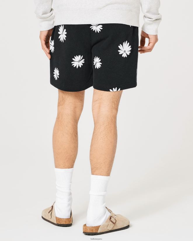 educación física Hollister shorts de rizo con estampado floral de 7\'\' floral negro 086N621283 hombres fondos