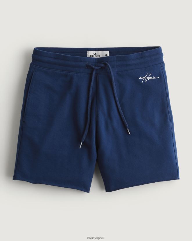 educación física Hollister shorts de rizo con logo de 5'' azul oscuro 086N621185 hombres fondos