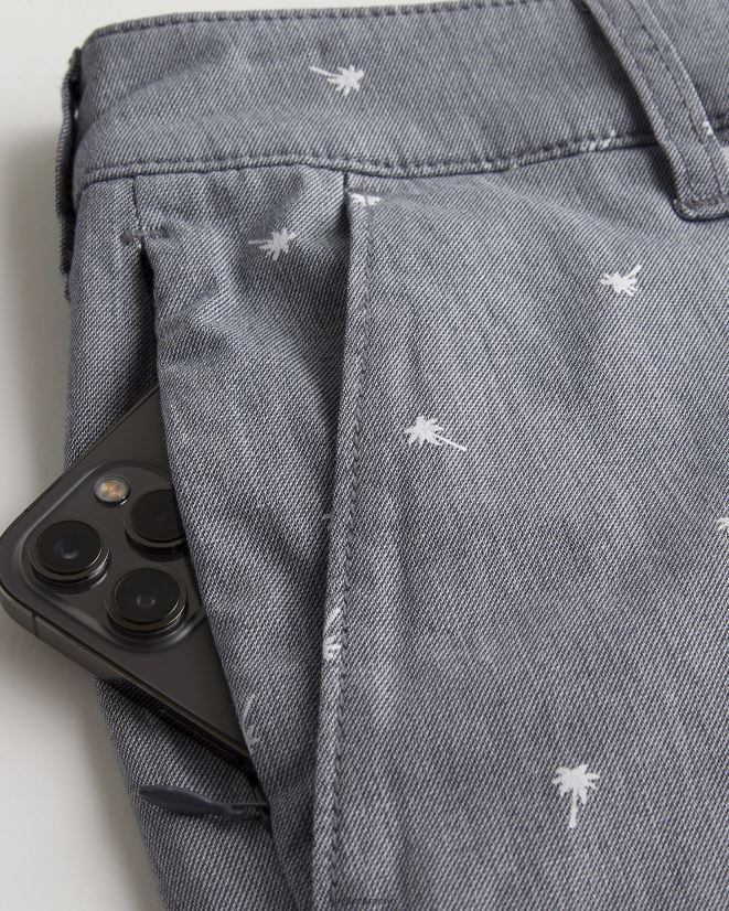 educación física Hollister shorts de sarga con frente plano y estampado de palmeras 9\'\' estampado azul marino jaspeado 086N621390 hombres fondos