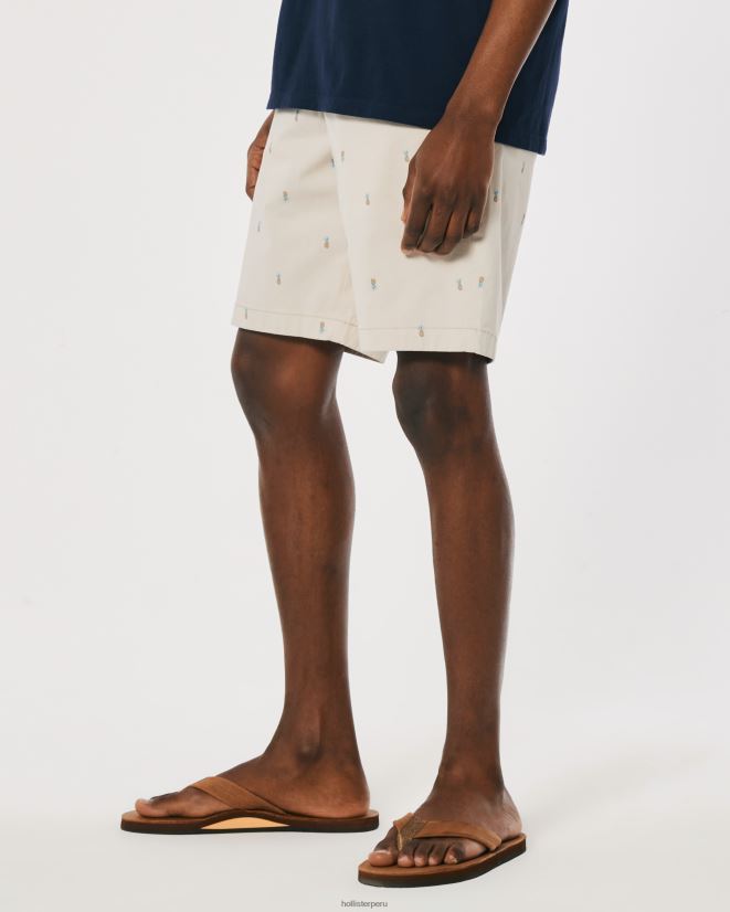 educación física Hollister shorts de sarga con frente plano y estampado de piñas 9\'\' patrón de bronceado 086N621310 hombres fondos