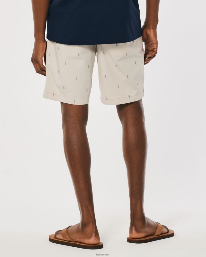 educación física Hollister shorts de sarga con frente plano y estampado de piñas 9\'\' patrón de bronceado 086N621310 hombres fondos